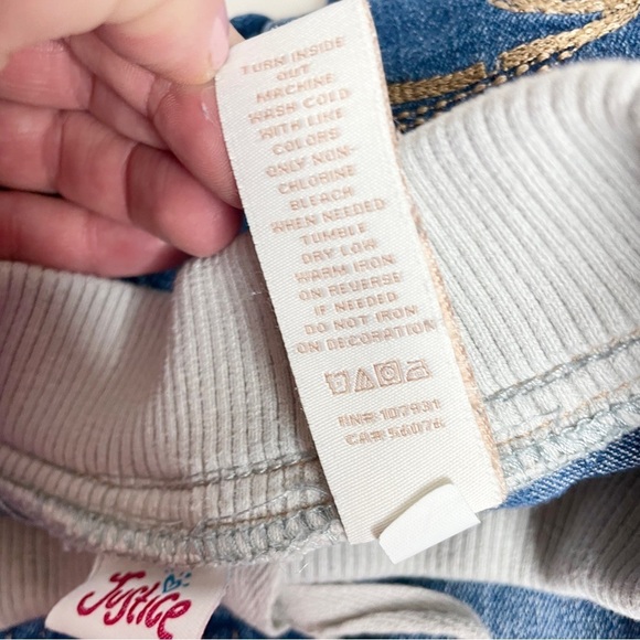 Justice Size 8 Girls Jeans Pull On Drawstring Simply Low Embellished Distressed - Picture 8 of 12